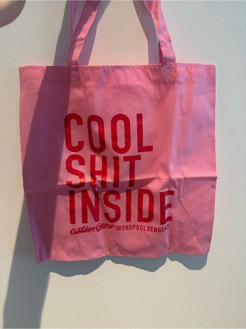 Pink Tote Bag with Funny Red Print